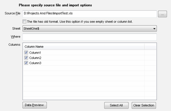 Import Table from Excel for IBM DB2 Professional screenshot