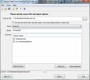 Import Table from Excel for SQL Server Pro screenshot