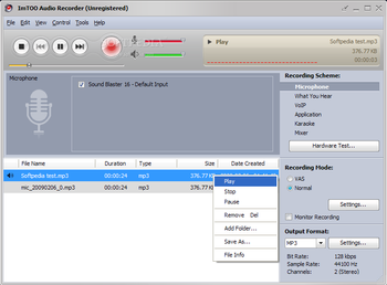 ImTOO Audio Recorder screenshot 2
