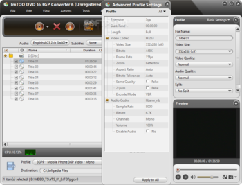 ImTOO DVD to 3GP Suite screenshot 17