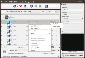 ImTOO DVD to DivX Converter screenshot