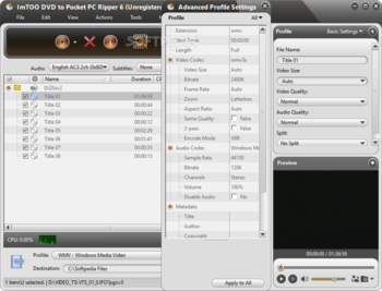 ImTOO DVD to Pocket PC Ripper screenshot 3