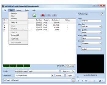 ImTOO iPod Movie Converter screenshot 3