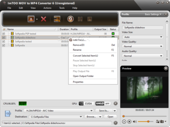 ImTOO MOV to MP4 Converter screenshot