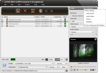 ImTOO MOV to MP4 Converter screenshot 3