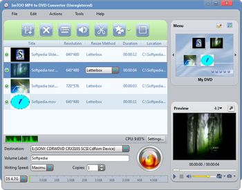 ImTOO MP4 to DVD Converter screenshot