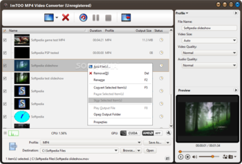 ImTOO MP4 Video Converter screenshot