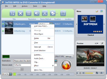 ImTOO MPEG to DVD Converter screenshot