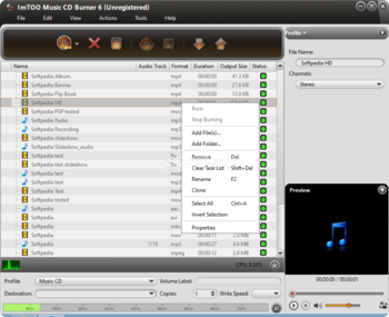 ImTOO Music CD Burner screenshot