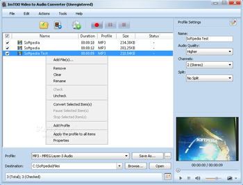 ImTOO Video to Audio Converter screenshot