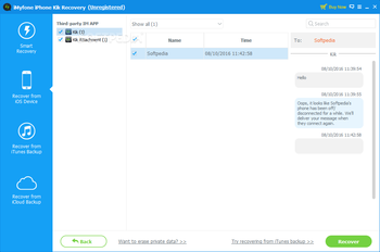 iMyFone iPhone Kik Recovery screenshot 2