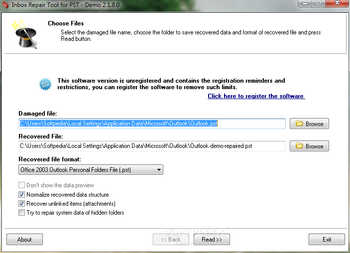 Inbox Repair Tool for PST screenshot