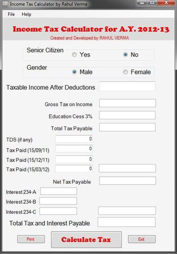 Income Tax Calculator screenshot