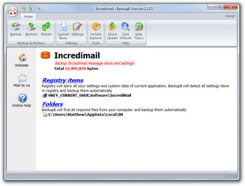 Incredimail Backup8 screenshot
