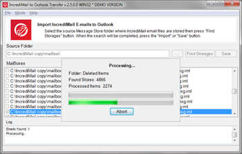 IncrediMail to Outlook Transfer screenshot