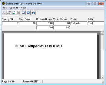 Incremental Serial Number Printer screenshot