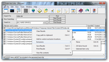 Index.dat Suite Portable screenshot 2