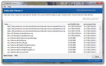 index.dat Viewer screenshot