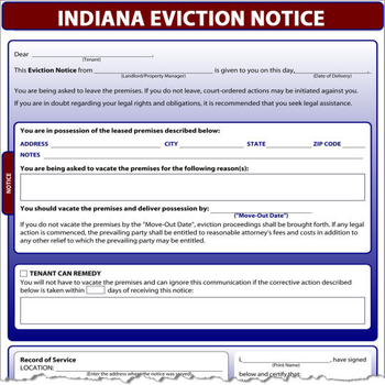 Indiana Eviction Notice screenshot