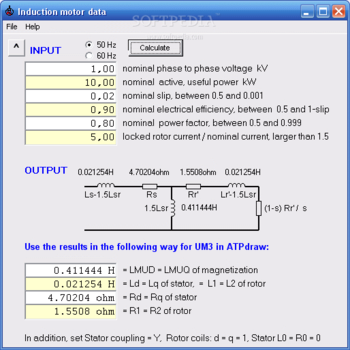Induction Motor Data screenshot