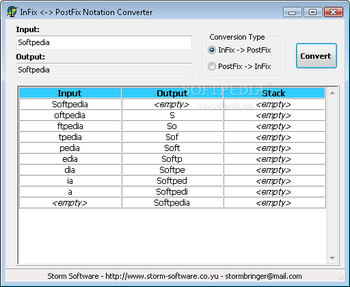 Infix  Posfix notation converter screenshot