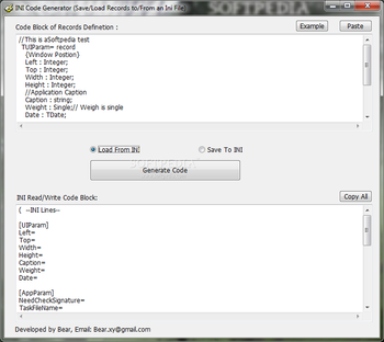 INI Code Generator screenshot