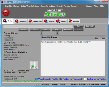 Innobate AntiVirus 2012 Home screenshot
