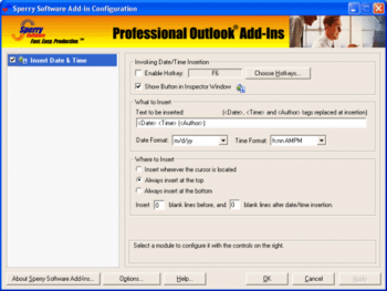 Insert Date/Time for Outlook 2003/Outlook 2002/Outlook 2000 screenshot