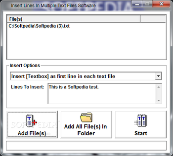 Insert Lines In Multiple Text Files Software screenshot