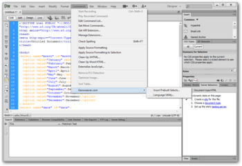 Insert Prebuilt Selects for Dreamweaver screenshot