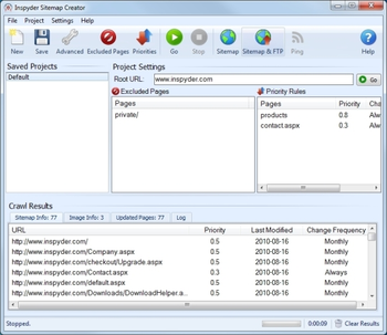Inspyder Sitemap Creator screenshot