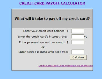 Instant Credit Cards Payoff Calculator screenshot