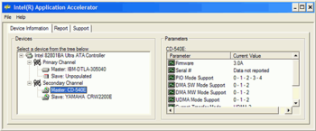 Intel Application Accelerator screenshot