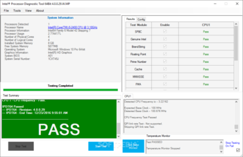 Intel Processor Diagnostic Tool screenshot 2