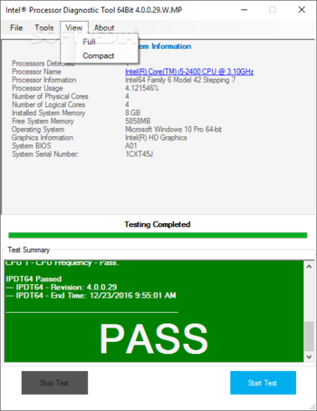 Intel Processor Diagnostic Tool screenshot 5