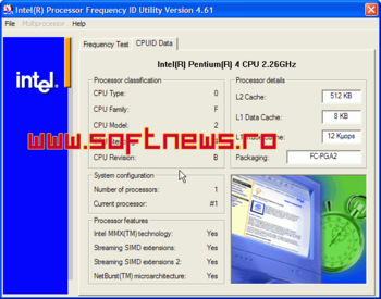 Intel Processor Frequency ID Utility screenshot