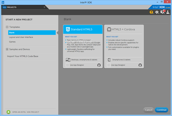 Intel XDK screenshot 2
