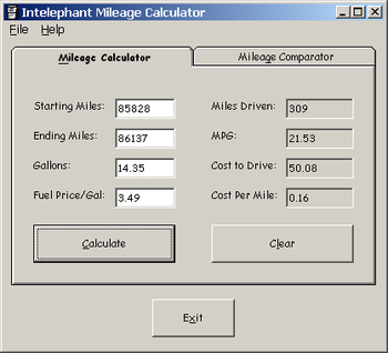 Intelephant Mileage Calculator screenshot