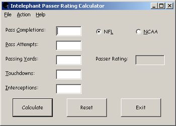 Intelephant Passer Rating Calculator screenshot