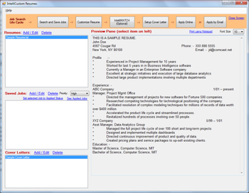 Intelli Custom Resumes Express Edition screenshot