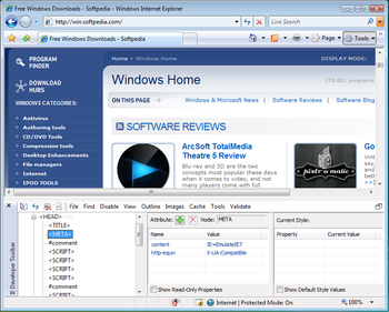 Internet Explorer Developer Toolbar screenshot