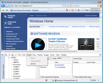 Internet Explorer Developer Toolbar screenshot 2