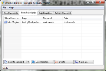 Internet Explorer Password Recovery Master screenshot