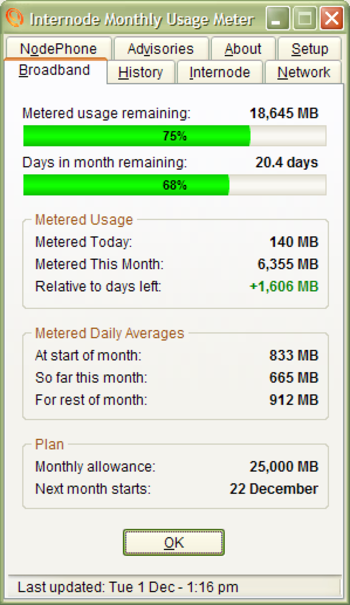 Internode Monthly Usage Meter screenshot 2