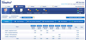 Intertec TimePro In-house screenshot