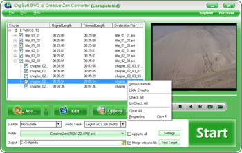 iOrgSoft DVD to Creative Zen Converter screenshot