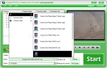 iOrgSoft DVD to Creative Zen Converter screenshot 2