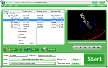iOrgSoft DVD to Zune Converter screenshot