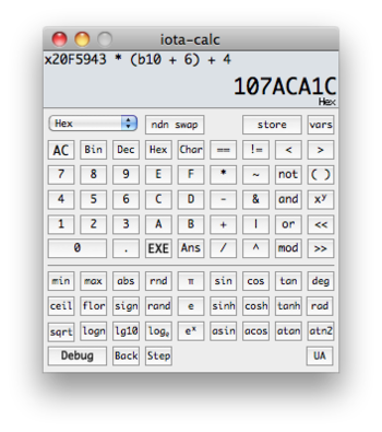 Iota-calc screenshot