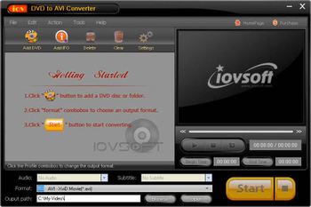 iovSoft DVD to AVI Converter screenshot